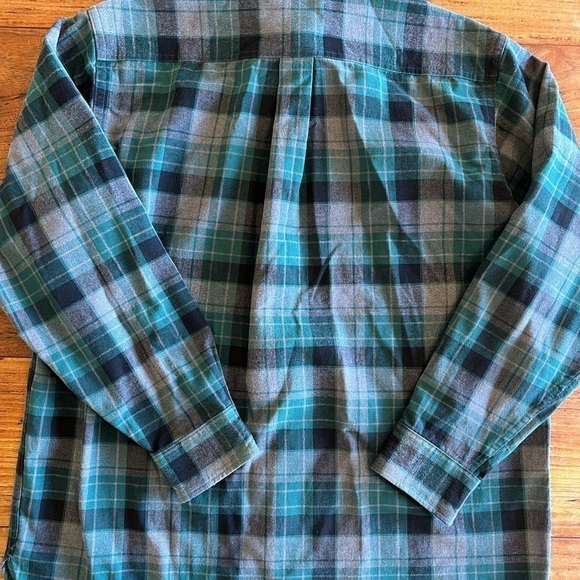 Vintage L.L. Bean Chamois Cloth Shirt Plaid with Patch Repair Cotton L-Reg - Picture 4 of 12